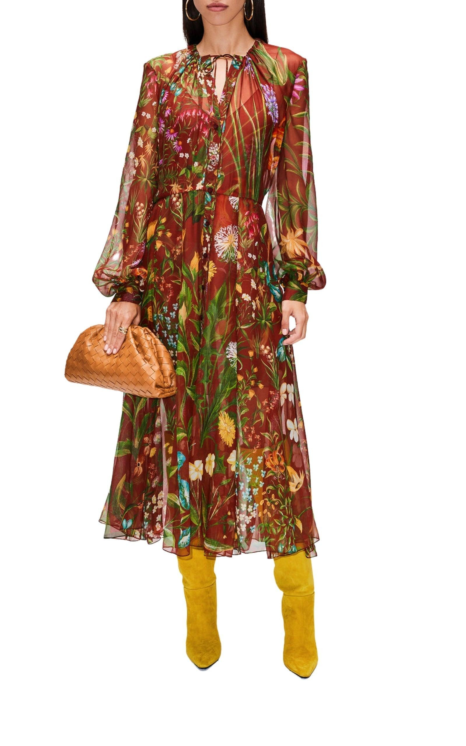 Silk Chiffon Midi Dress - 2