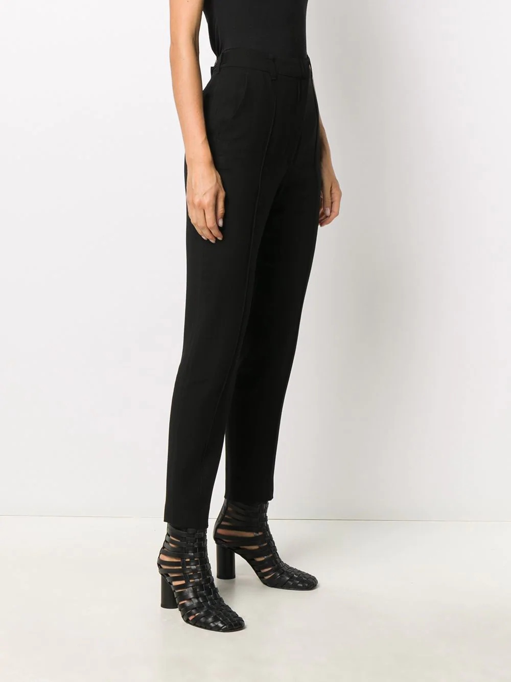 piped trim slim trousers - 3