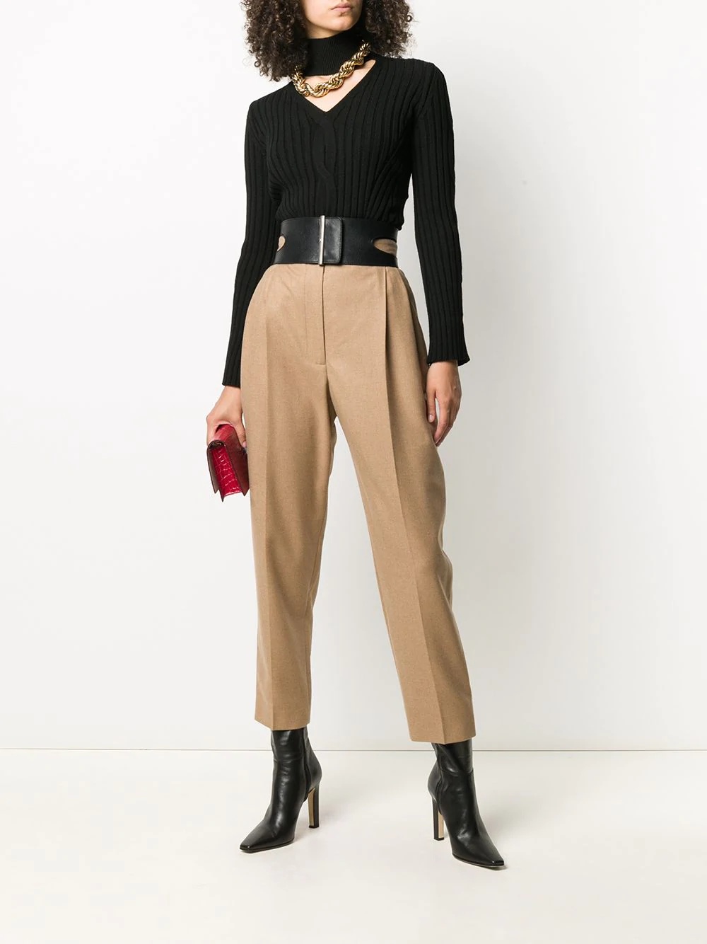 high-waisted tapered trousers - 2