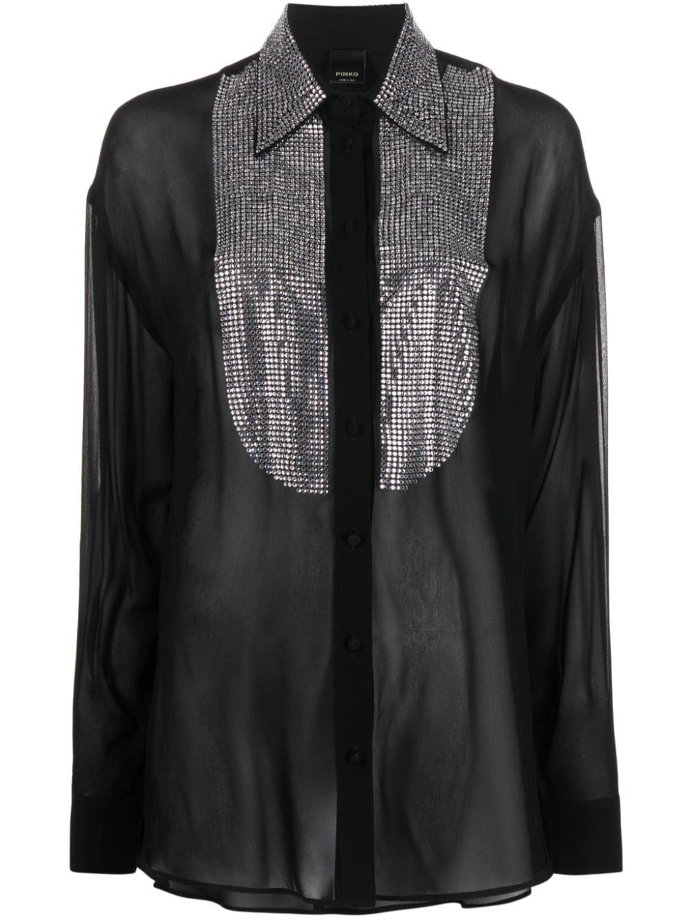 rhinestone-embellished georgette shirt - 1
