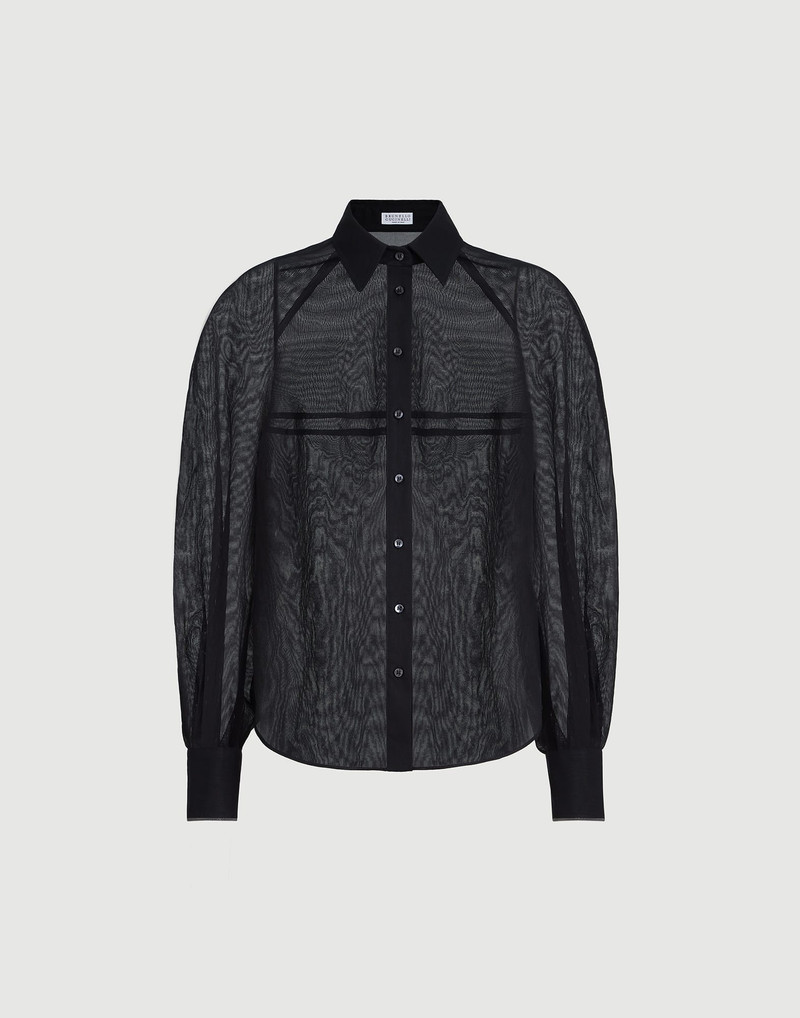 Striped cotton organza shirt with monili 1