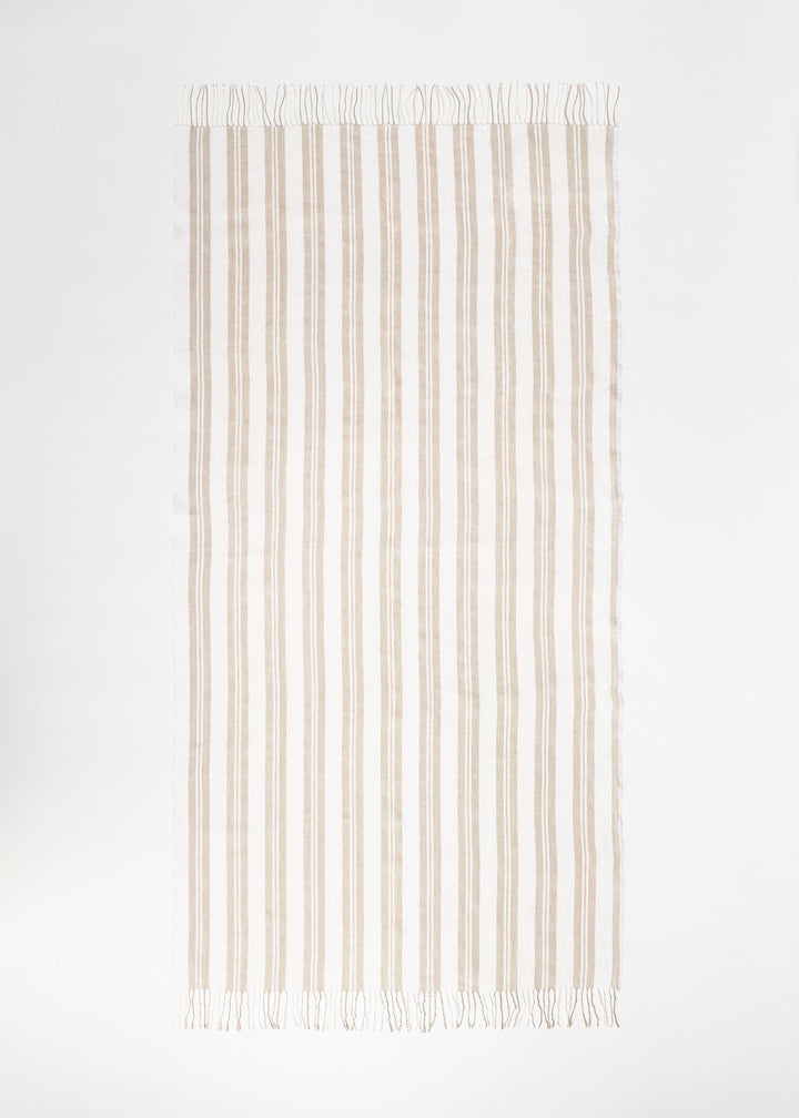 Striped linen-blend sarong sand dune - 1