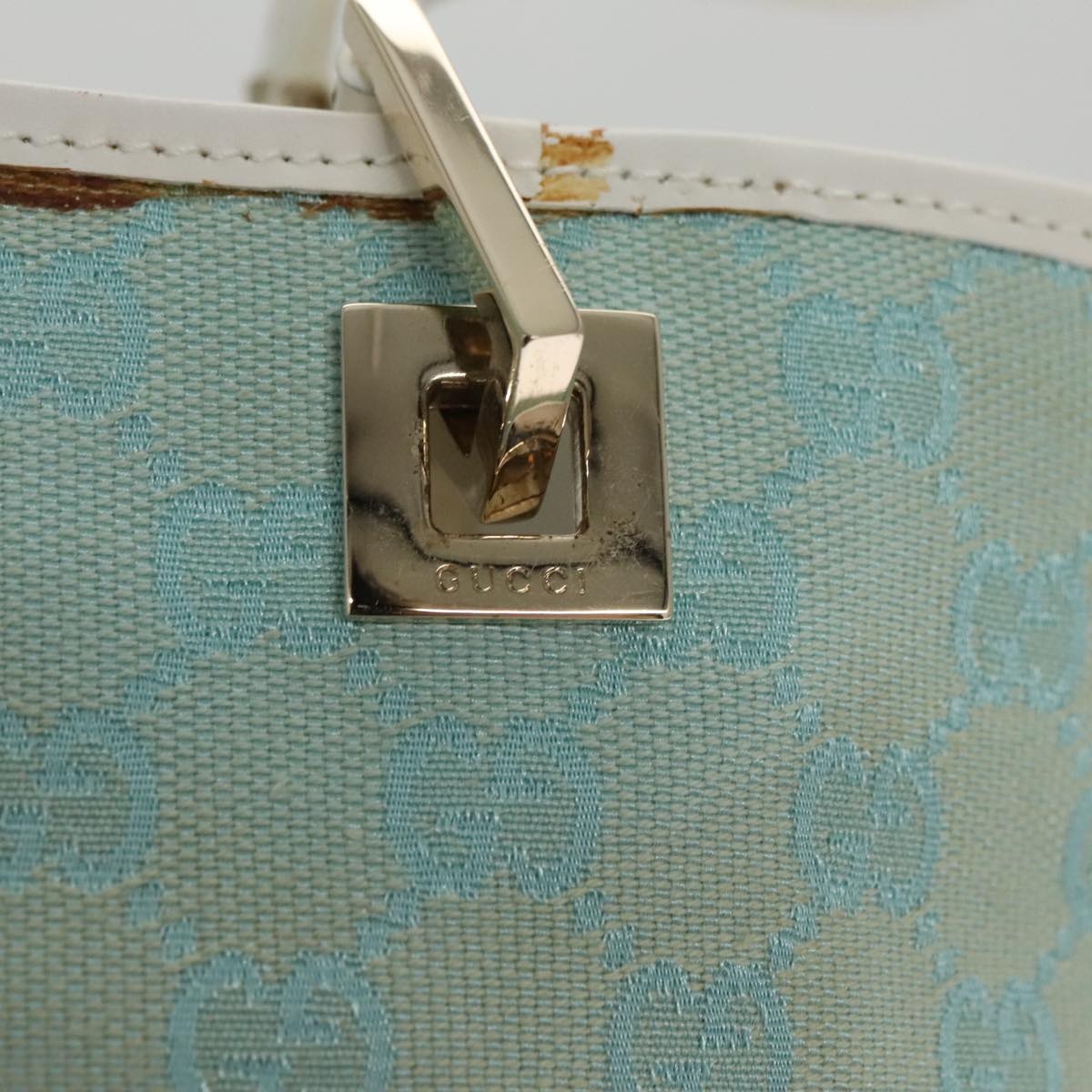 GUCCI GG Canvas Tote Bag Light Blue White Gold 002 1099 002 1099 - 15
