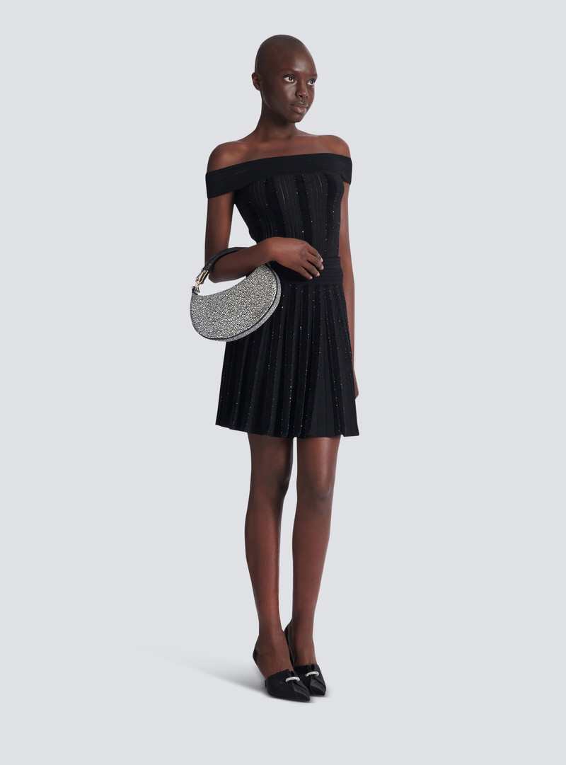 Balmain Pleated glitter knit skirt outlook