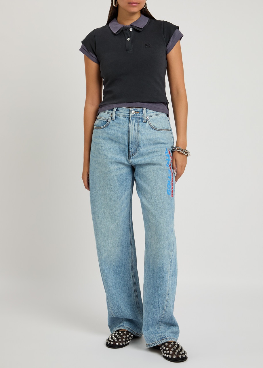 Alexanderwang.t Layered Shrunken Cotton-blend Polo Shirt - 4