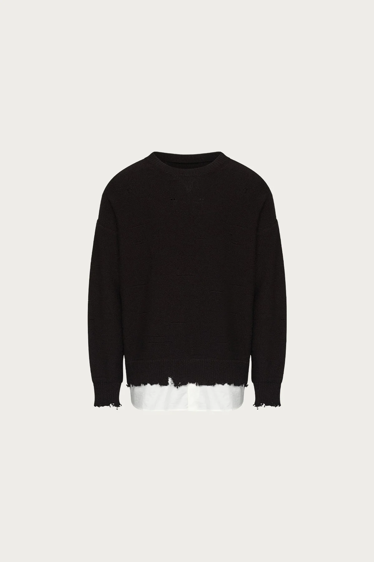 Damaged Crewneck Sweater - Black - 1