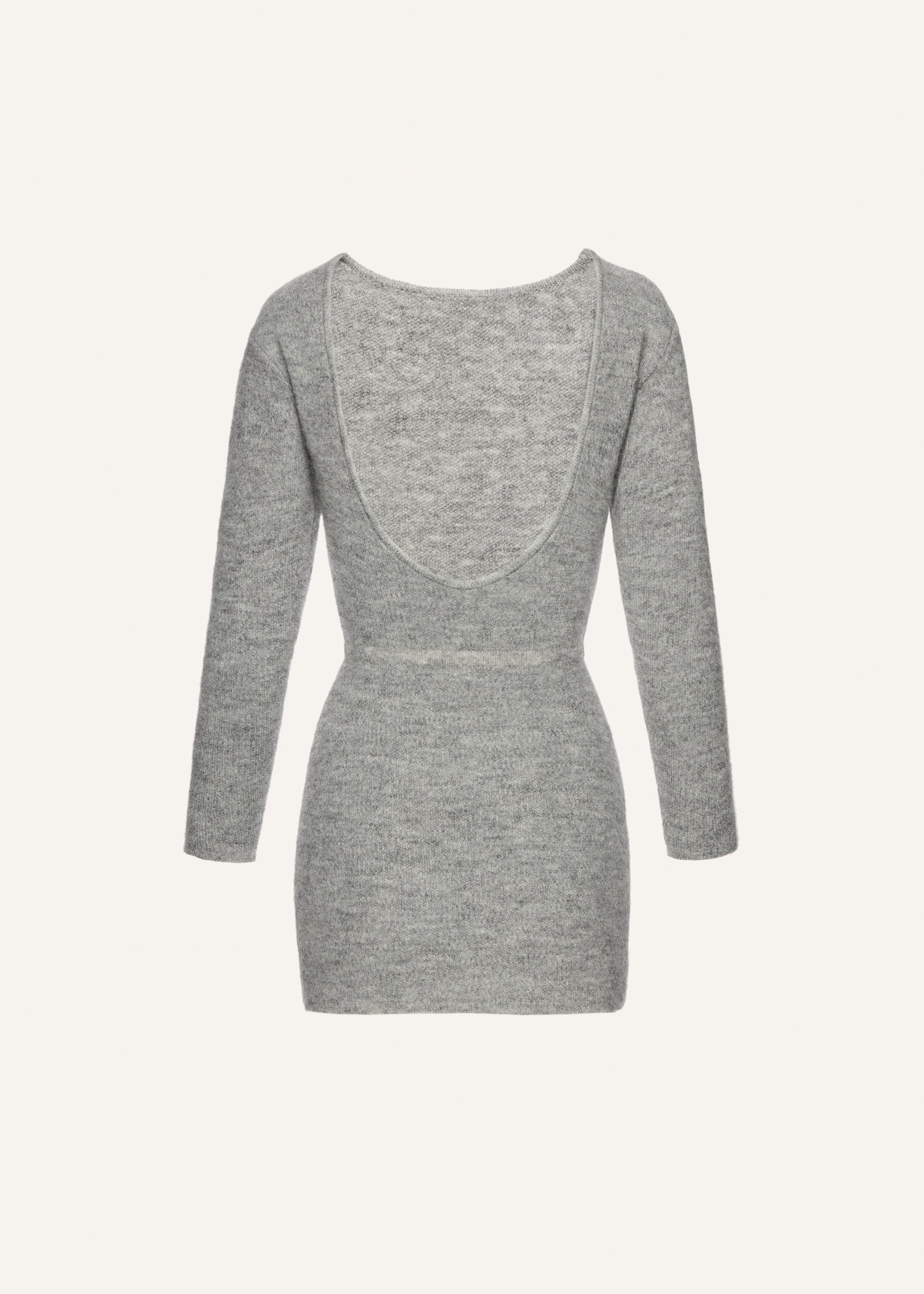 Open back mini knit dress in grey - 2