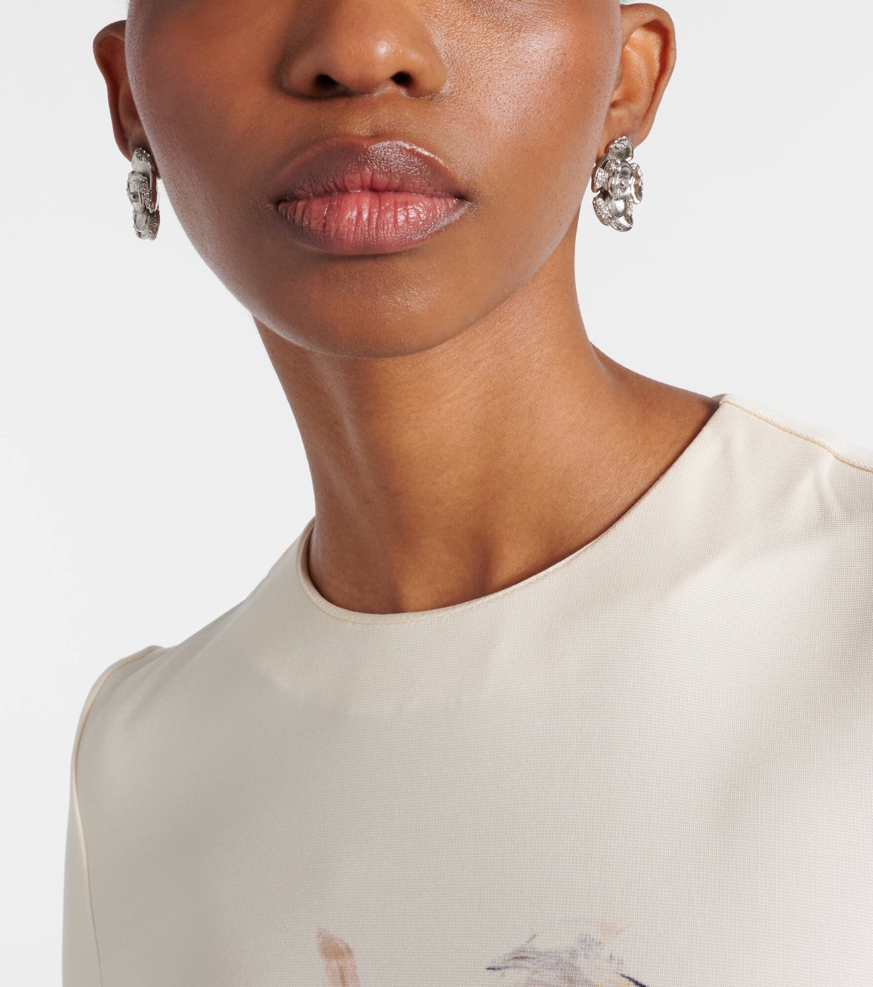 Small floral crystal-embellished earrings - 3
