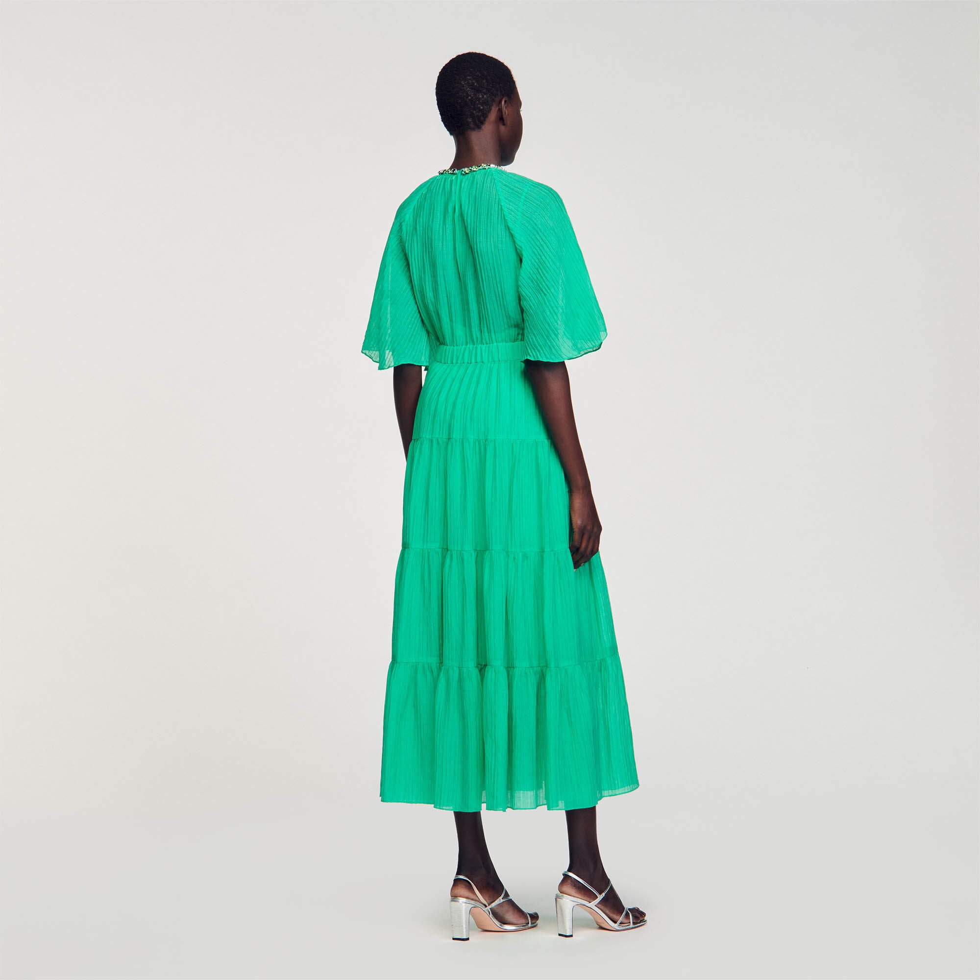 MIDI DRESS WITH RHINESTONE NECK - 6
