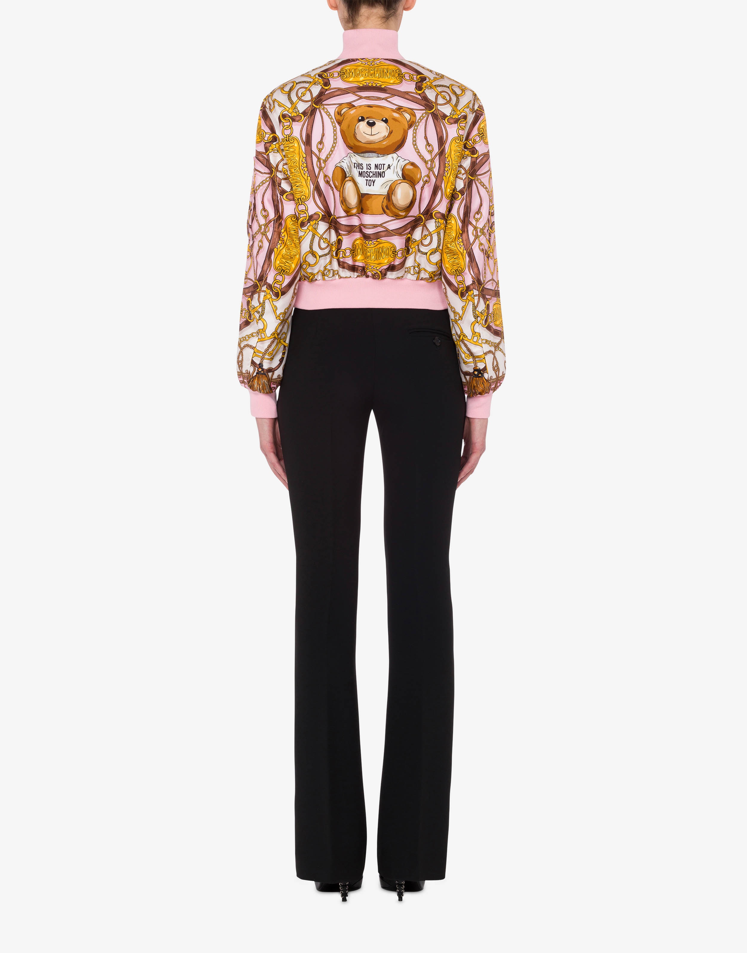 MILITARY TEDDY SCARF SILK BOMBER JACKET - 3