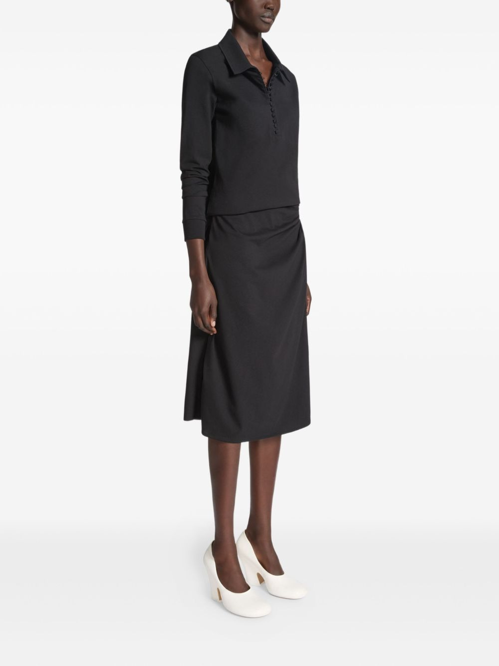 draped button-detail midi skirt - 3