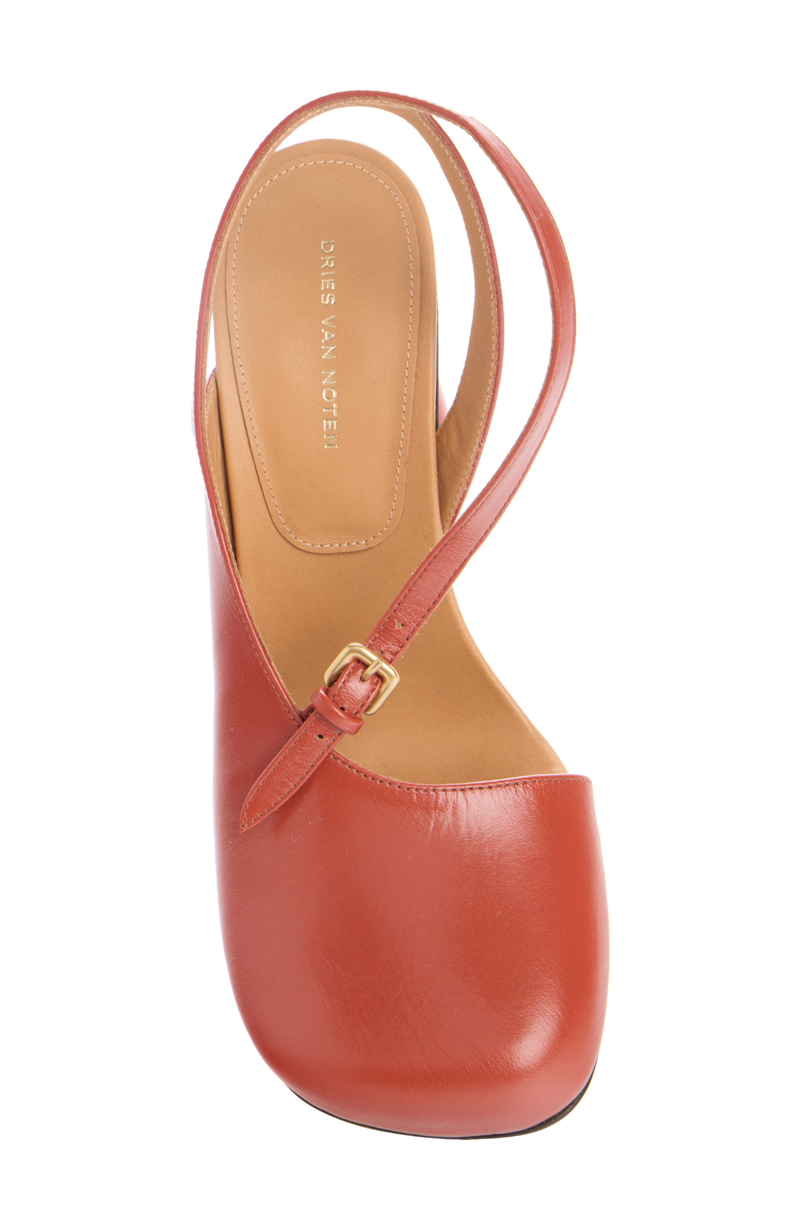 Dries Van Noten Arched Heel Asymmetric Square Toe Pump in Brique 360 at Nordstrom - 4