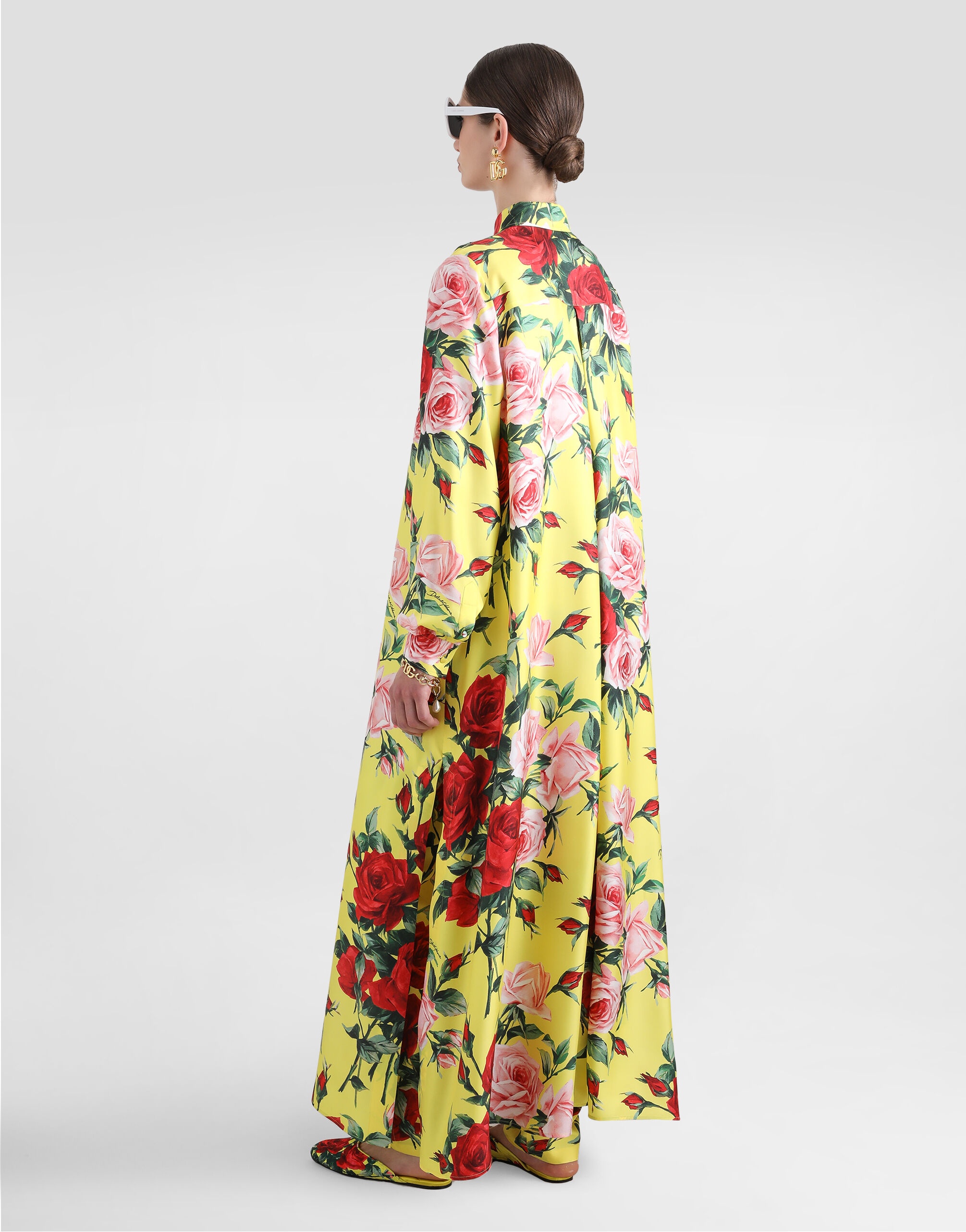 Silk twill pants with bouquet print - 3