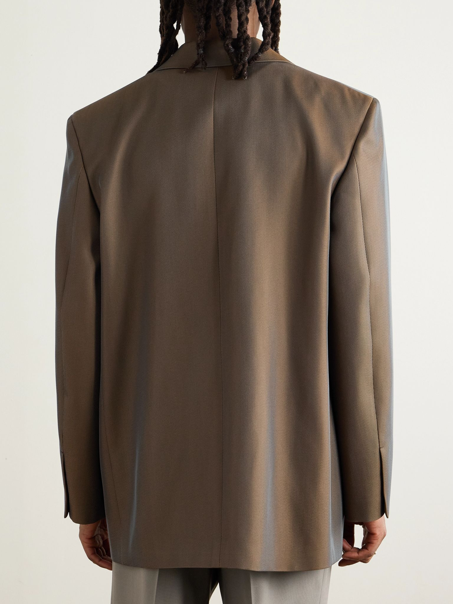 Virgin Wool-Blend Drill Blazer Brown - 4