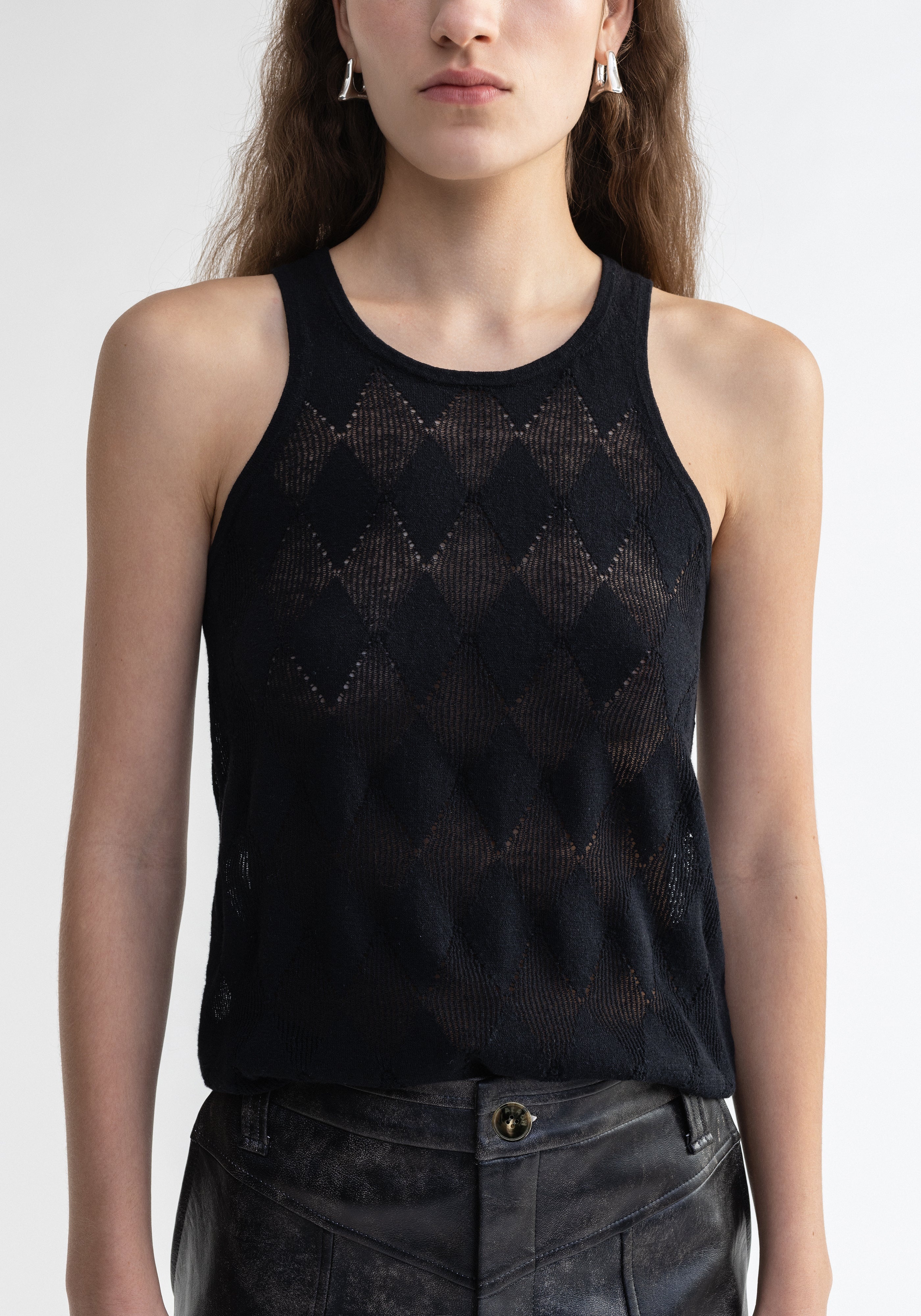 KISMET
Diamond knit racer neck top - 2