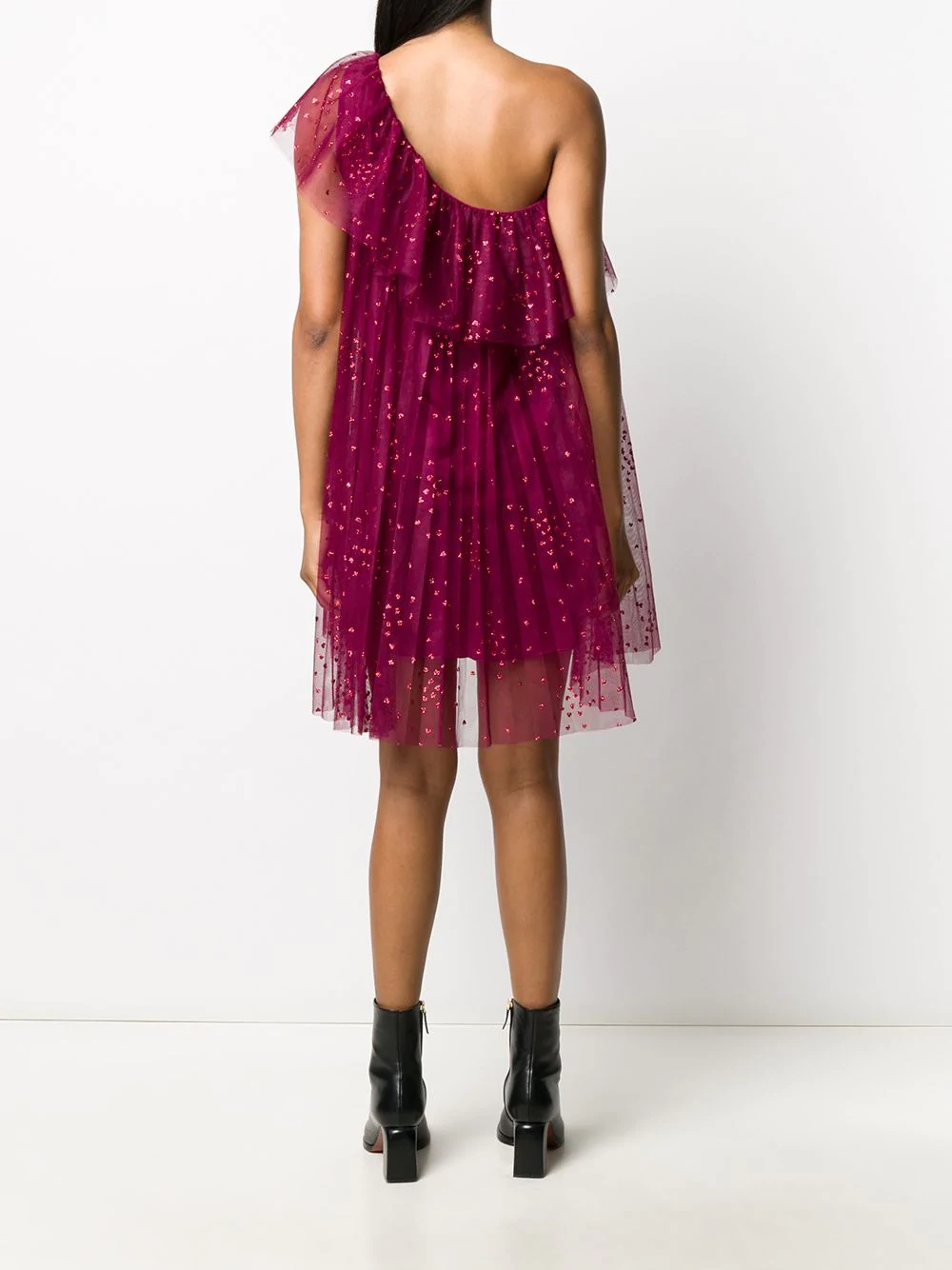 heart-print tulle dress - 4