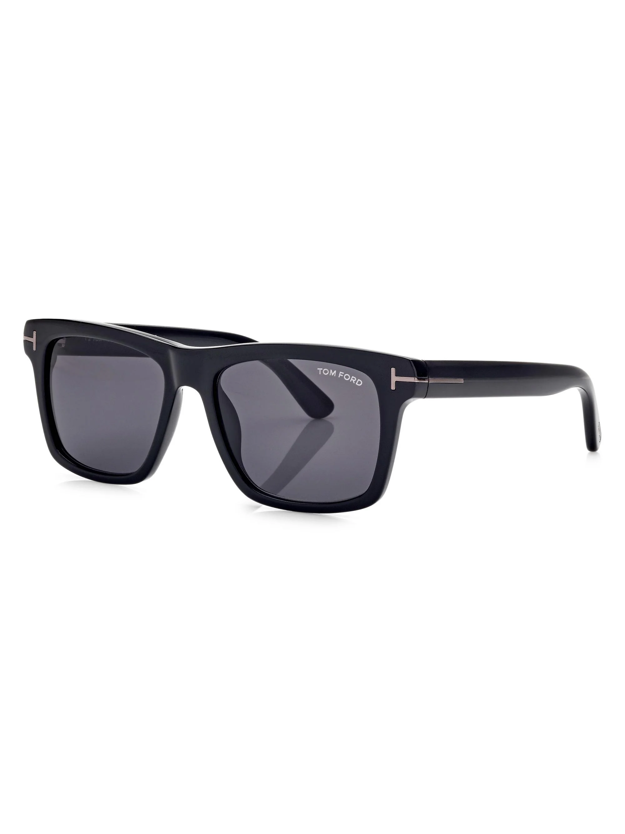 Men's Buckley-02 56MM Wayfarer Sunglasses - Shiny Black Smoke Lenses - 1