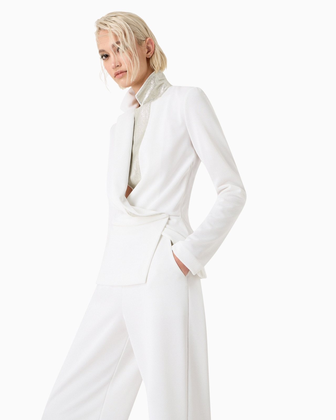 Single-breasted jacket in viscose-blend jersey - 6