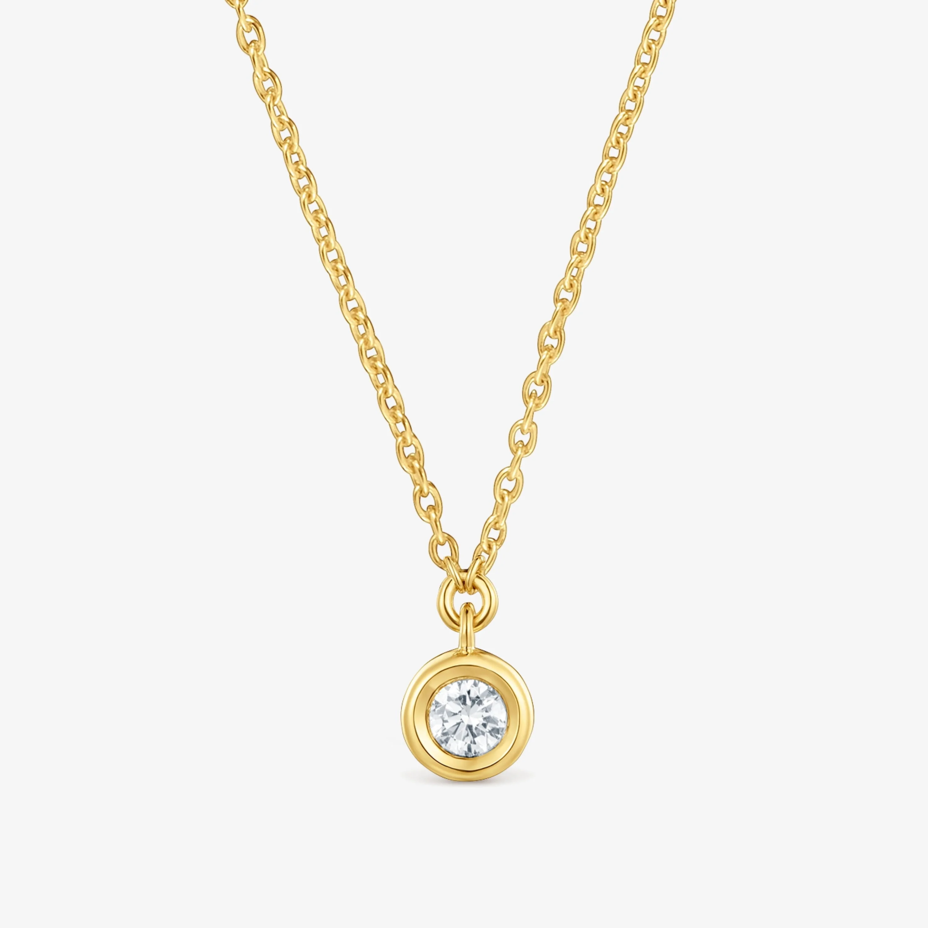 Short Necklace with 18K gold vermeil and laboratory-grown diamond Line LGD - 1