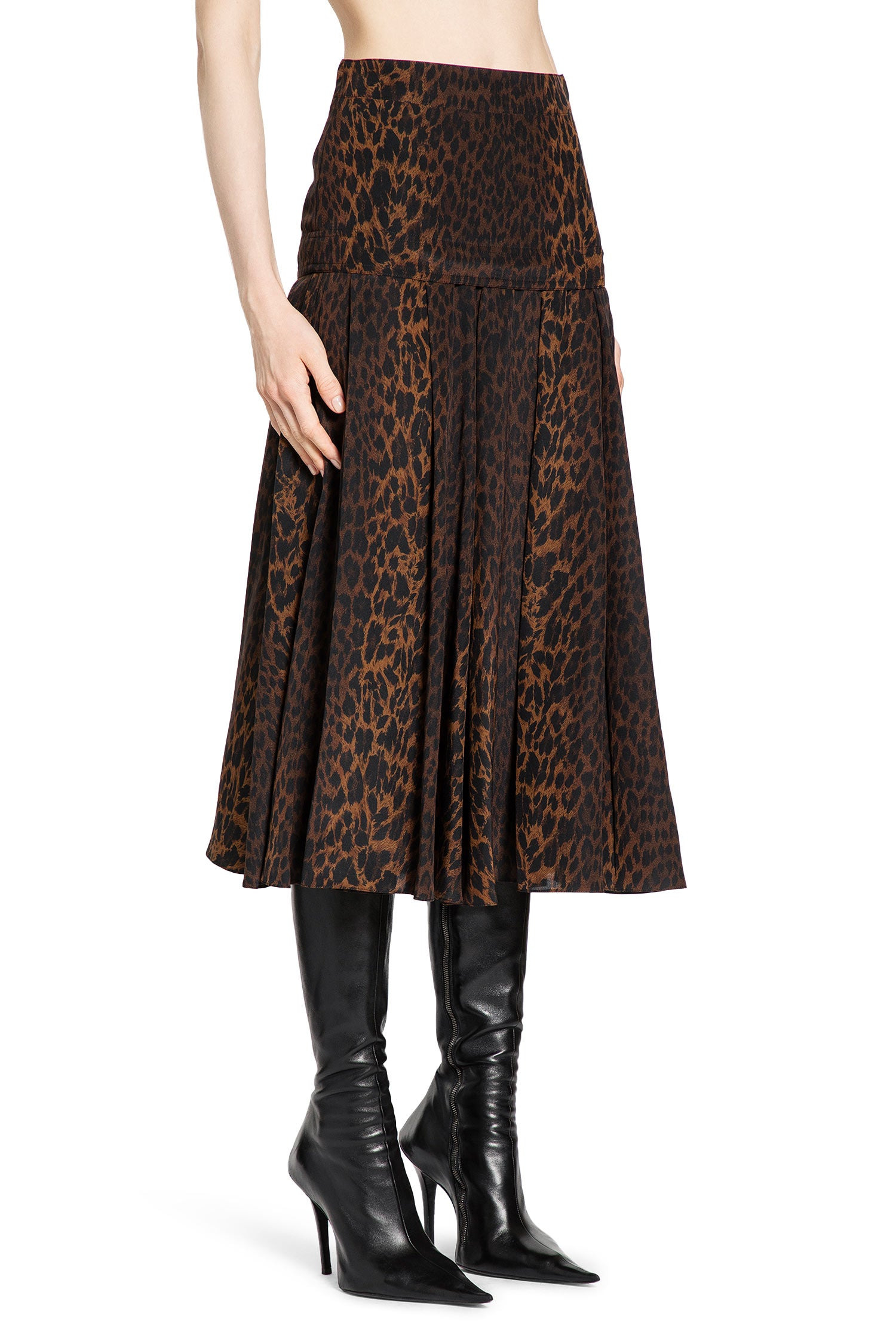 Leopard Print Godet Skirt - 2