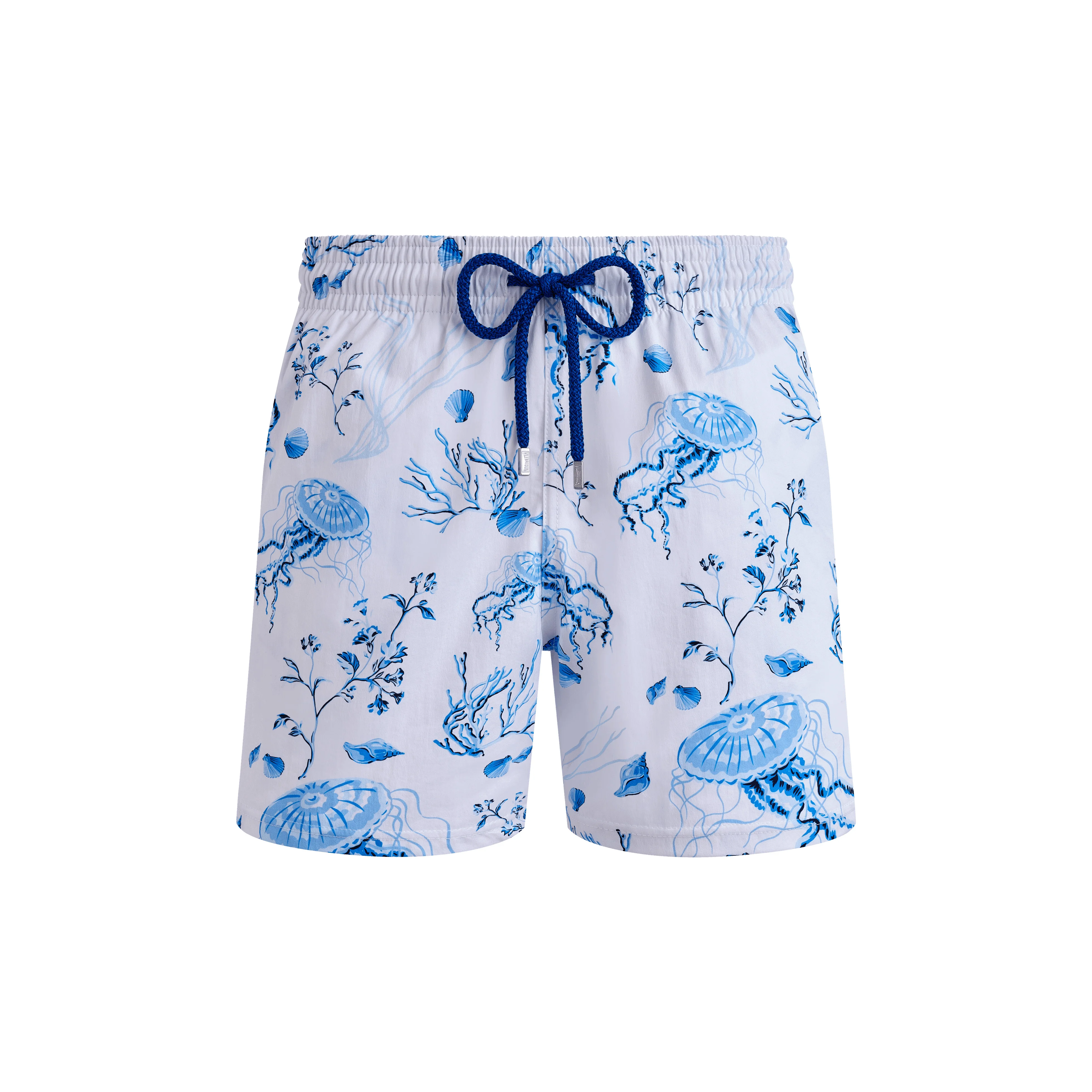 Men Stretch Short Swim Shorts Medusa and Shells - 1