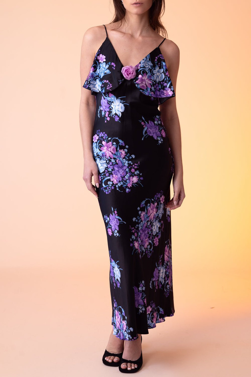 RODARTE Floral Ruffle Midi Dress outlook