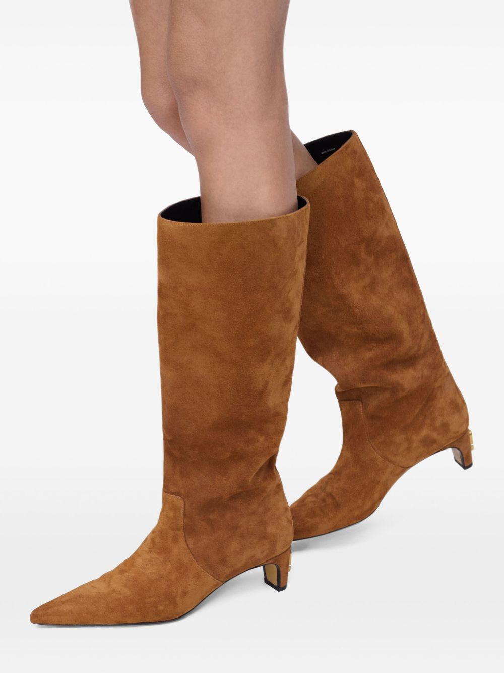 suede pointed-toe boots - 5
