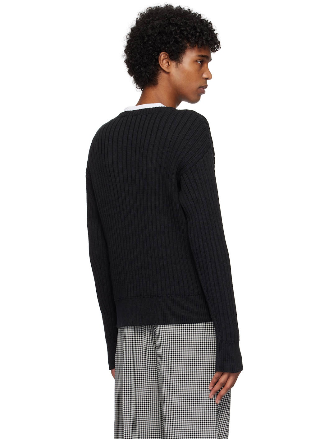 Black Cable Logo Crewneck Sweater - 3
