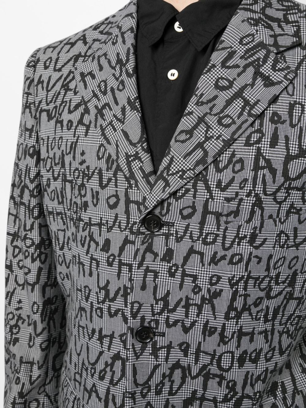 abstract-pattern print notched-lapels blazer - 5