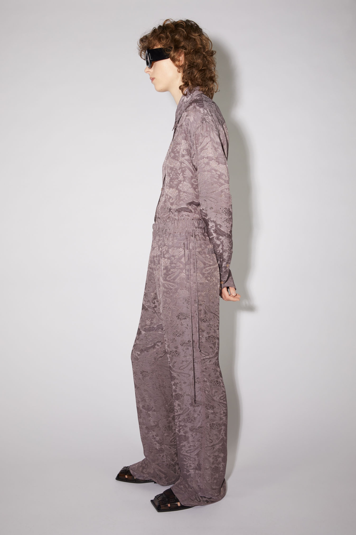 Fluid satin trousers - Mauve purple - 4