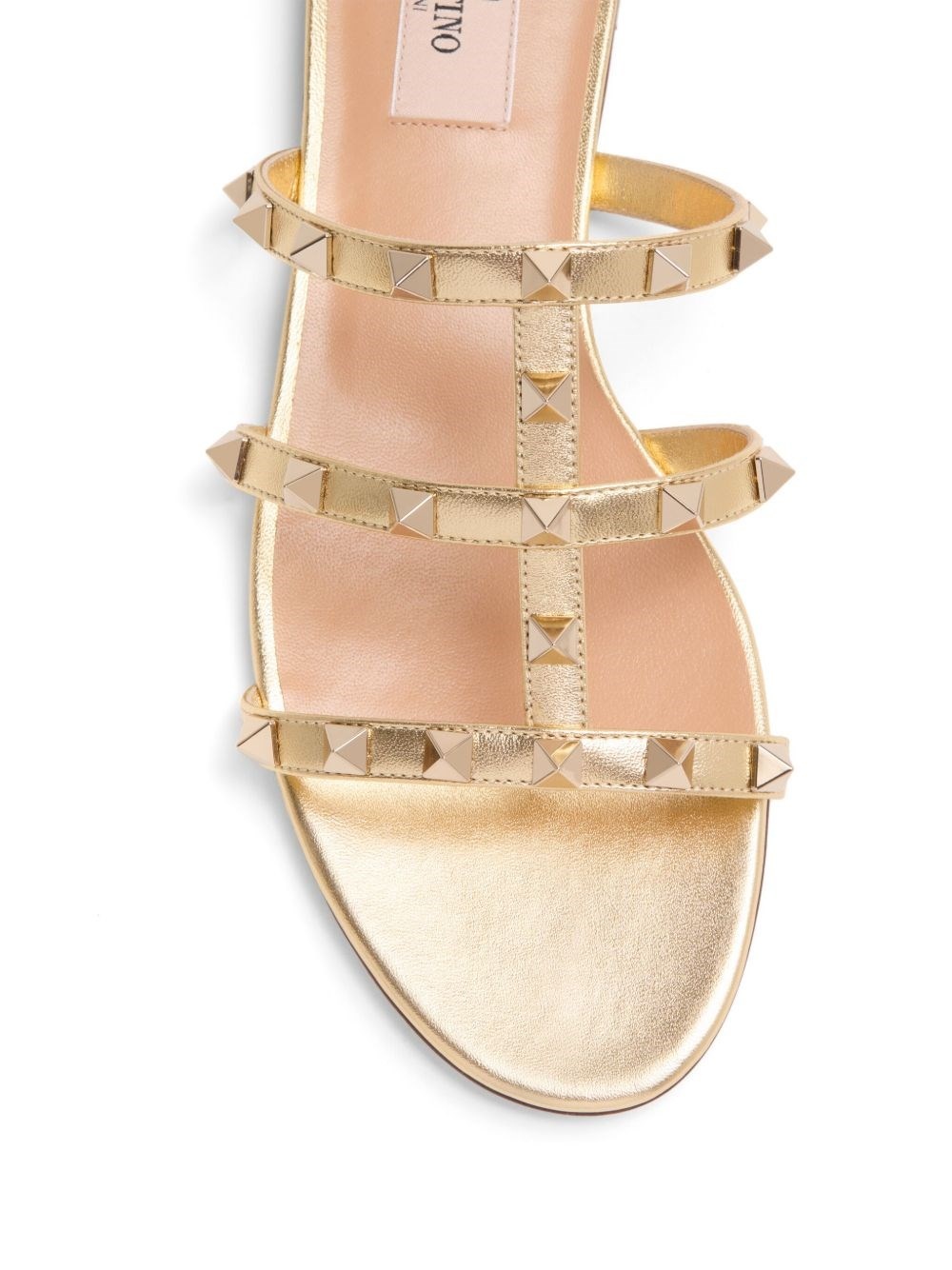 Rockstud leather flat sandals - 3