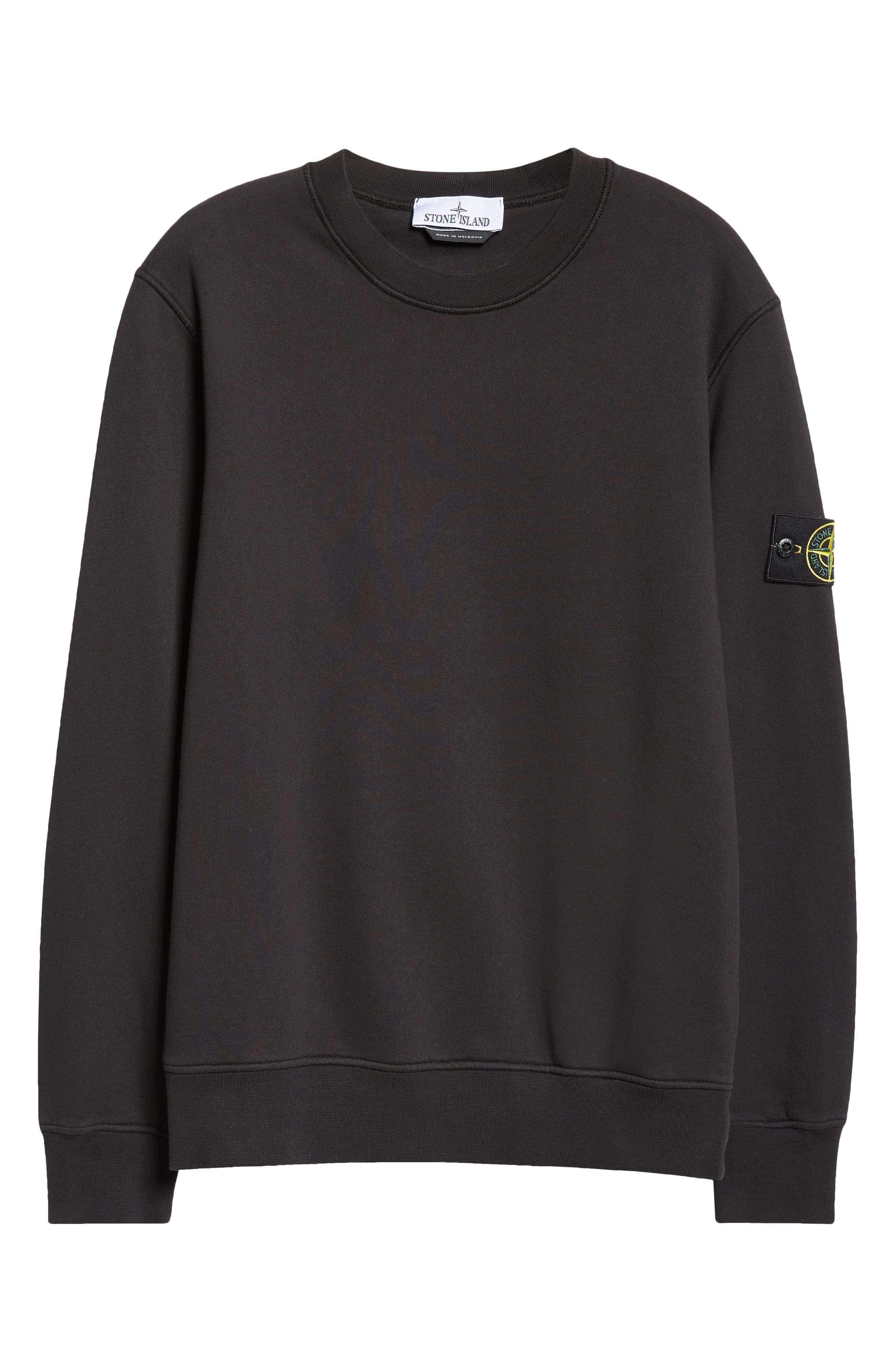 Stone Island Compass Logo Patch Fleece Sweatshirt in Black at Nordstrom - 6