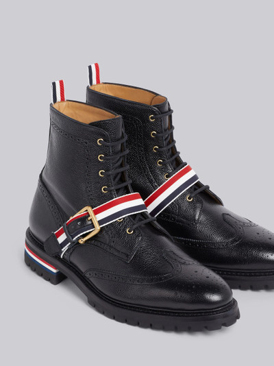 Thom Browne Black Pebbled RWB Strap Wingtip Boot outlook