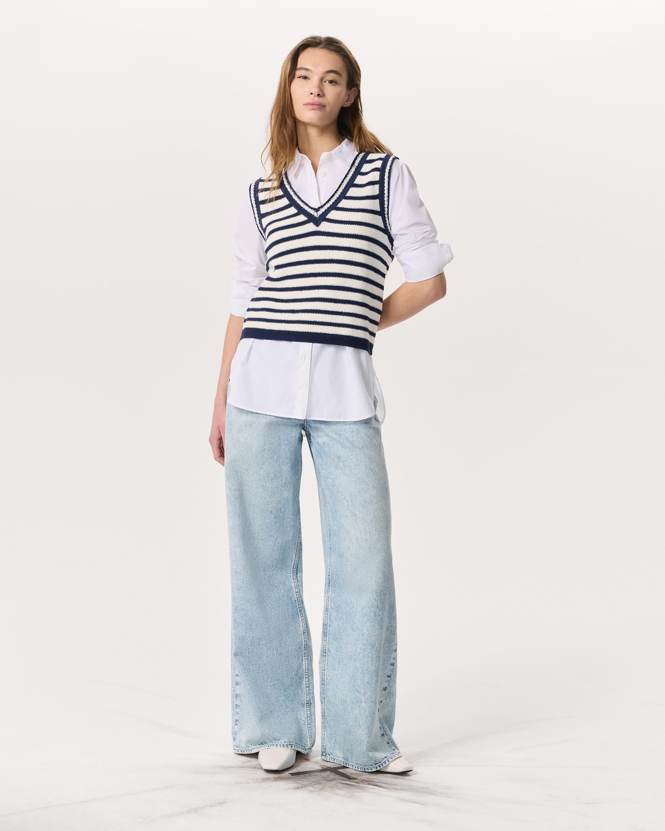 Meghan Crochet-Trim Striped Sweater Vest - 4