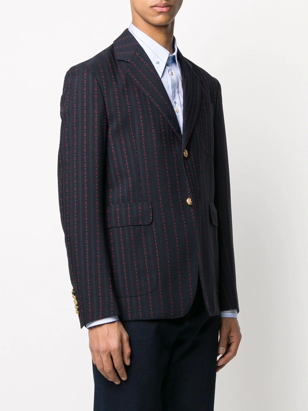 logo pinstripe blazer - 3