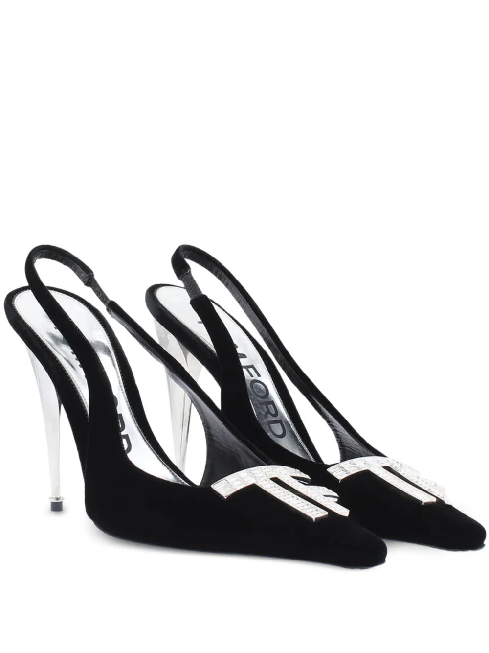 crystal-logo slingback pumps - 1