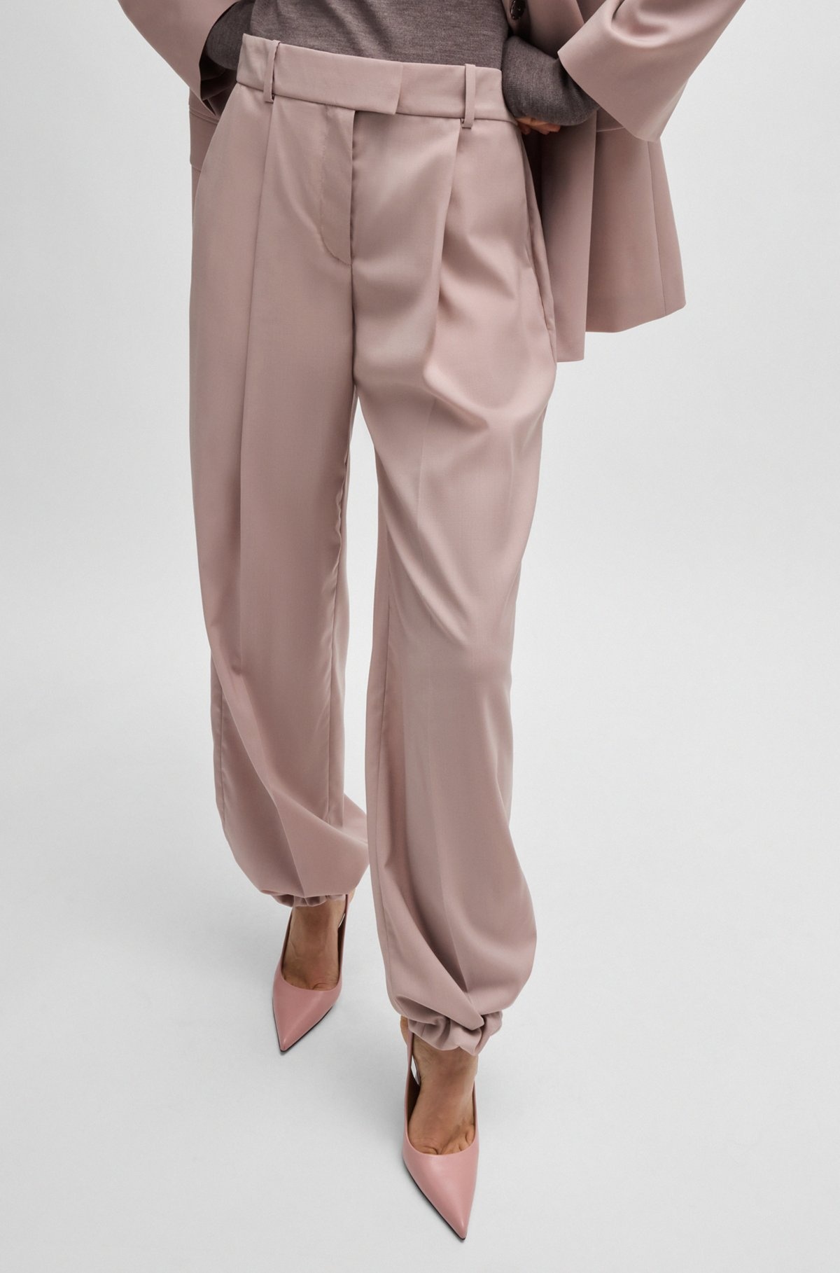NAOMI X BOSS REGULAR-FIT TROUSERS IN NATURAL-STRETCH WOOL - 5
