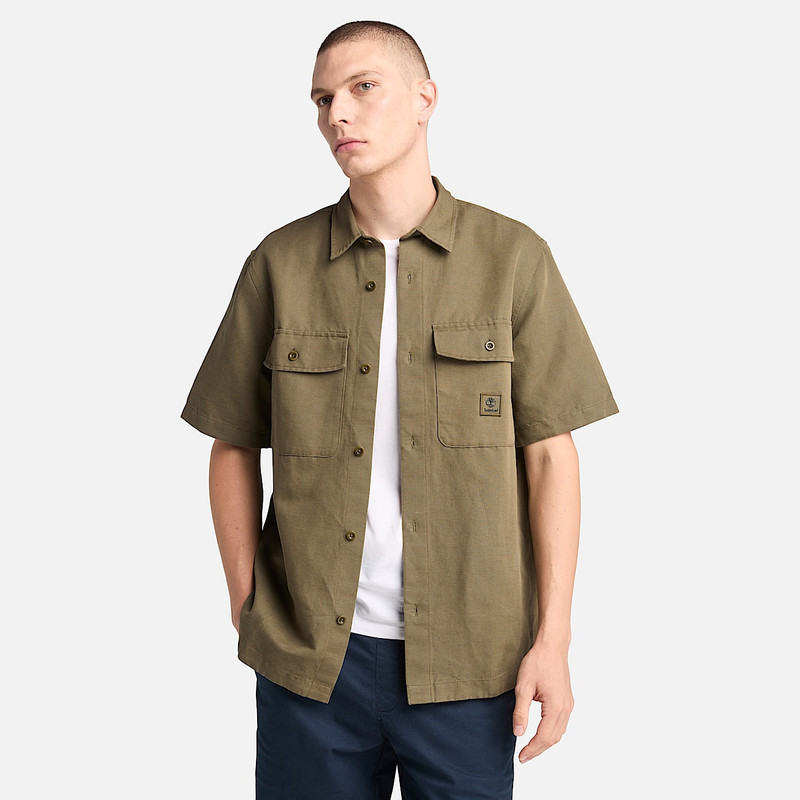 Timberland Men's Cotton Linen Utility Overshirt outlook