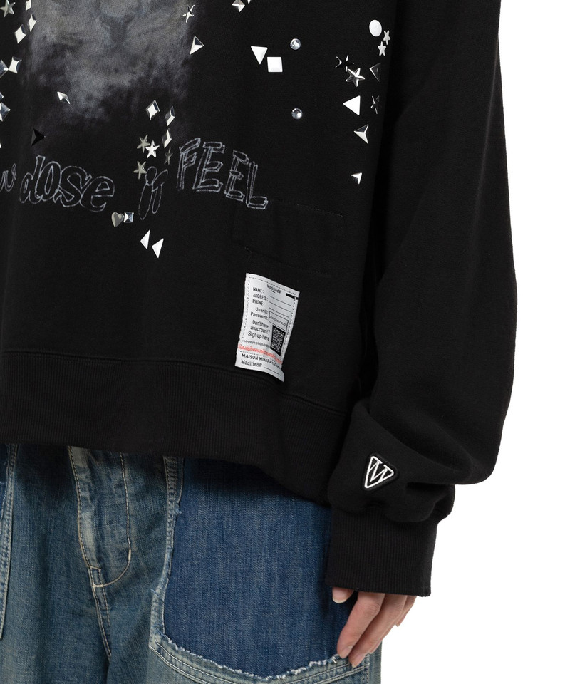 Cat Printed Embellished Distressed Sweatshirt 14