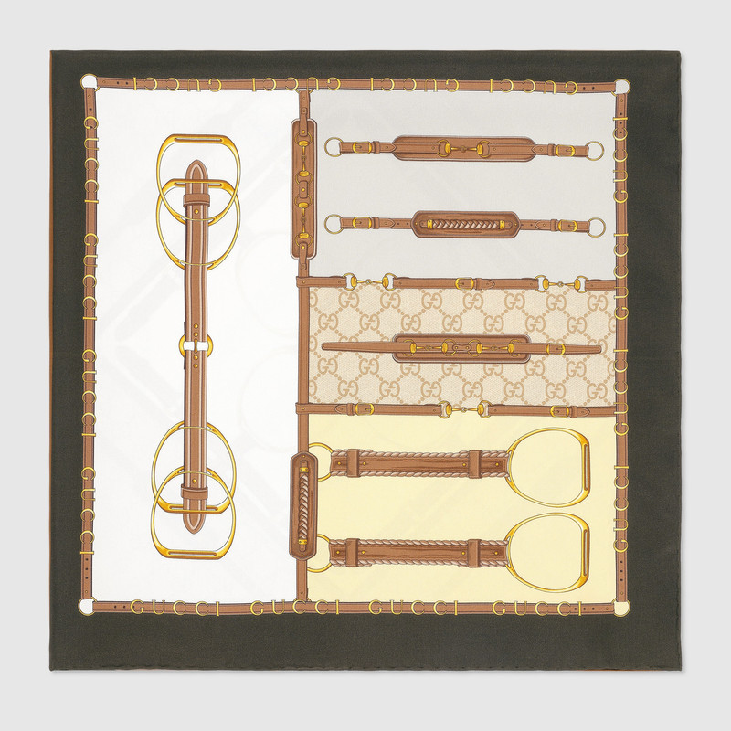 GUCCI Gucci heritage print silk scarf outlook
