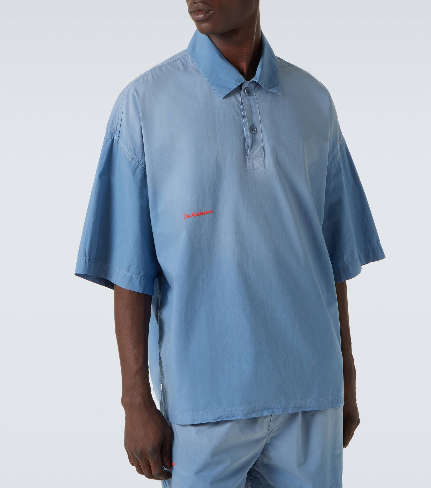 Logo embroidered oversized polo shirt - 3