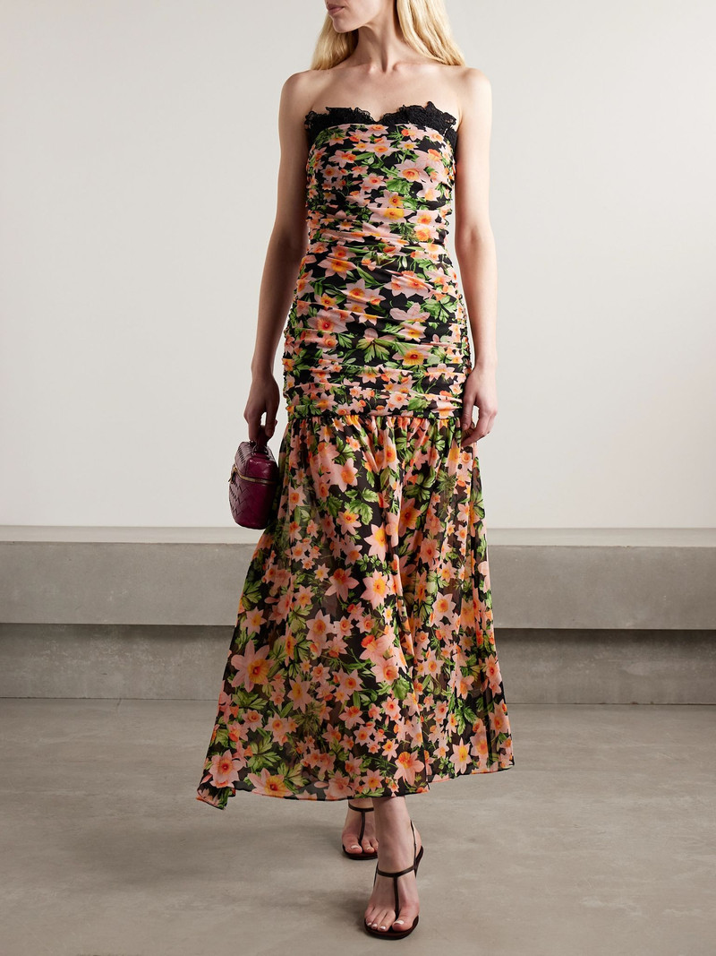 KIKA VARGAS Viola lace-trimmed floral-print chiffon midi dress Multi outlook