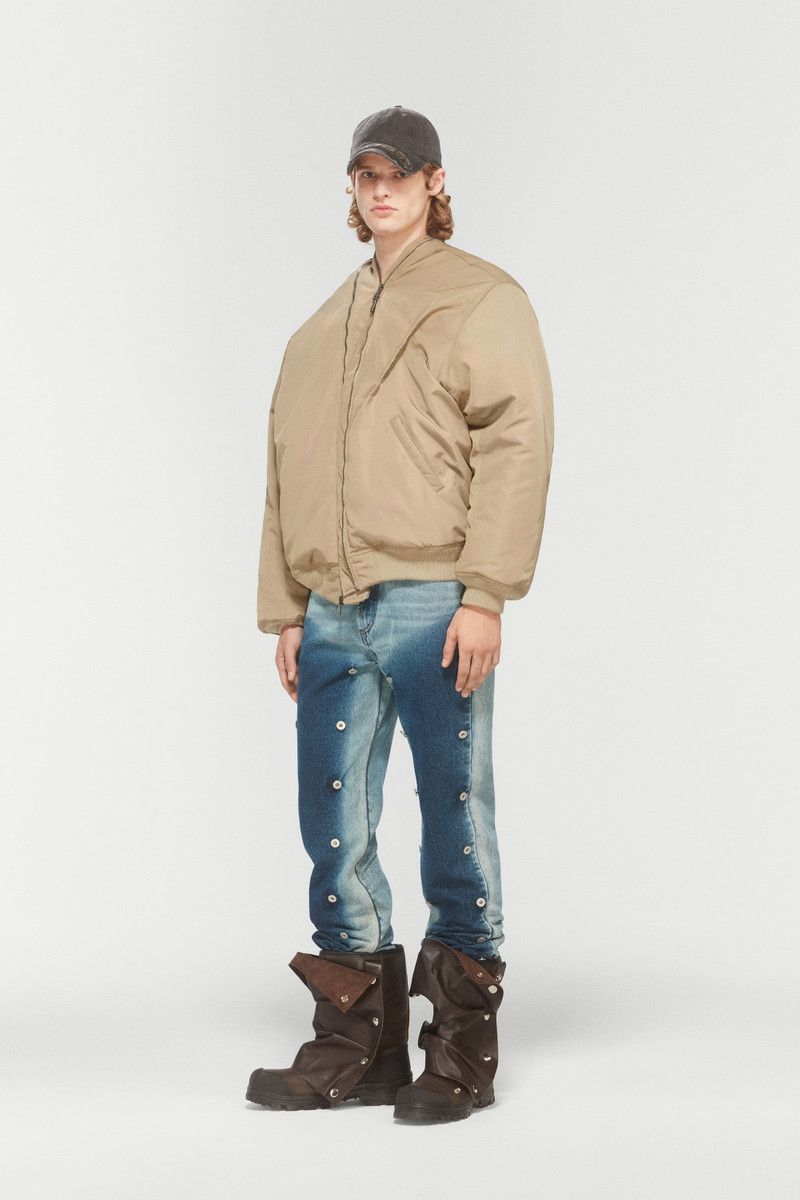 DOUBLE ZIP PINCHED LOGO BOMBER 5