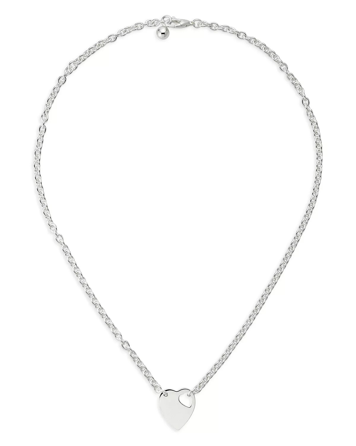 Sterling Silver Trademark Heart Pendant Necklace, 15-17" - 3