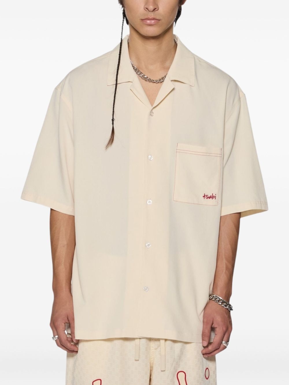 logo-embroidered shirt - 3