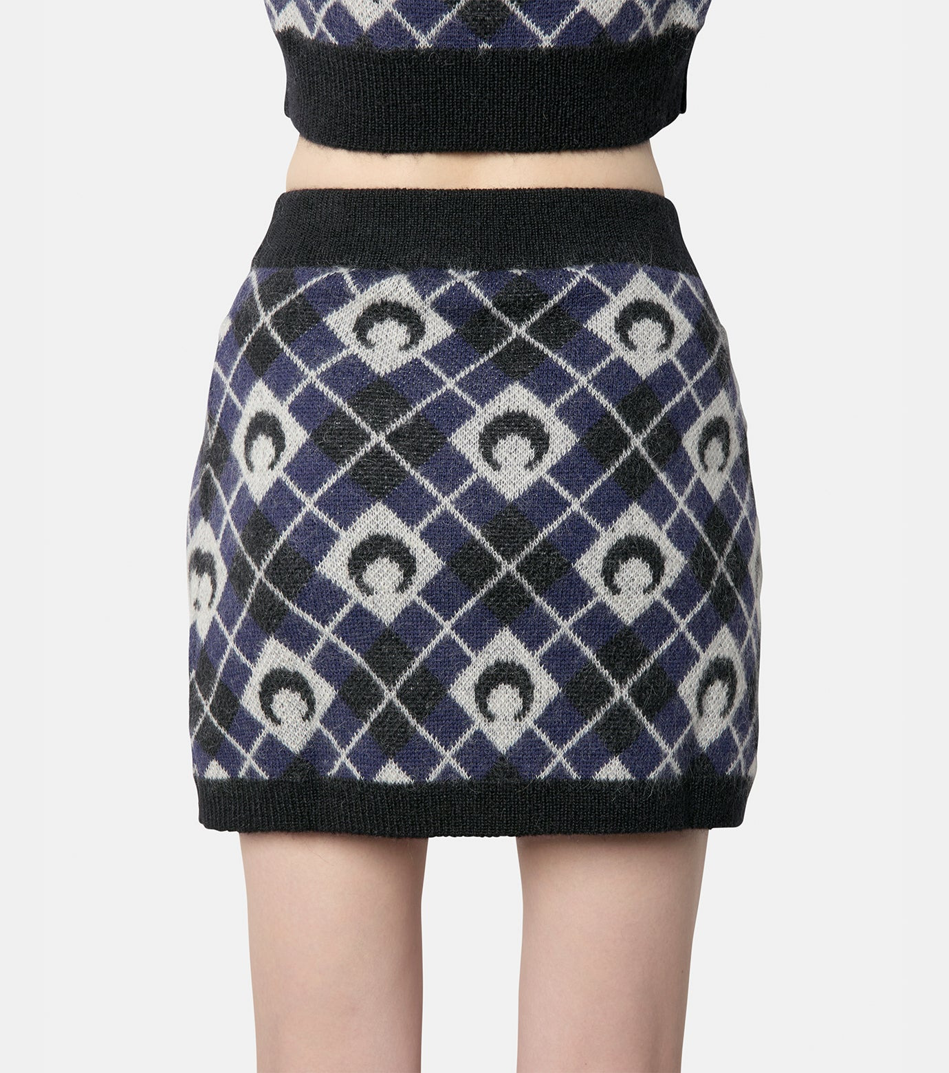Moon Argyle Knit Mini Skirt - 3