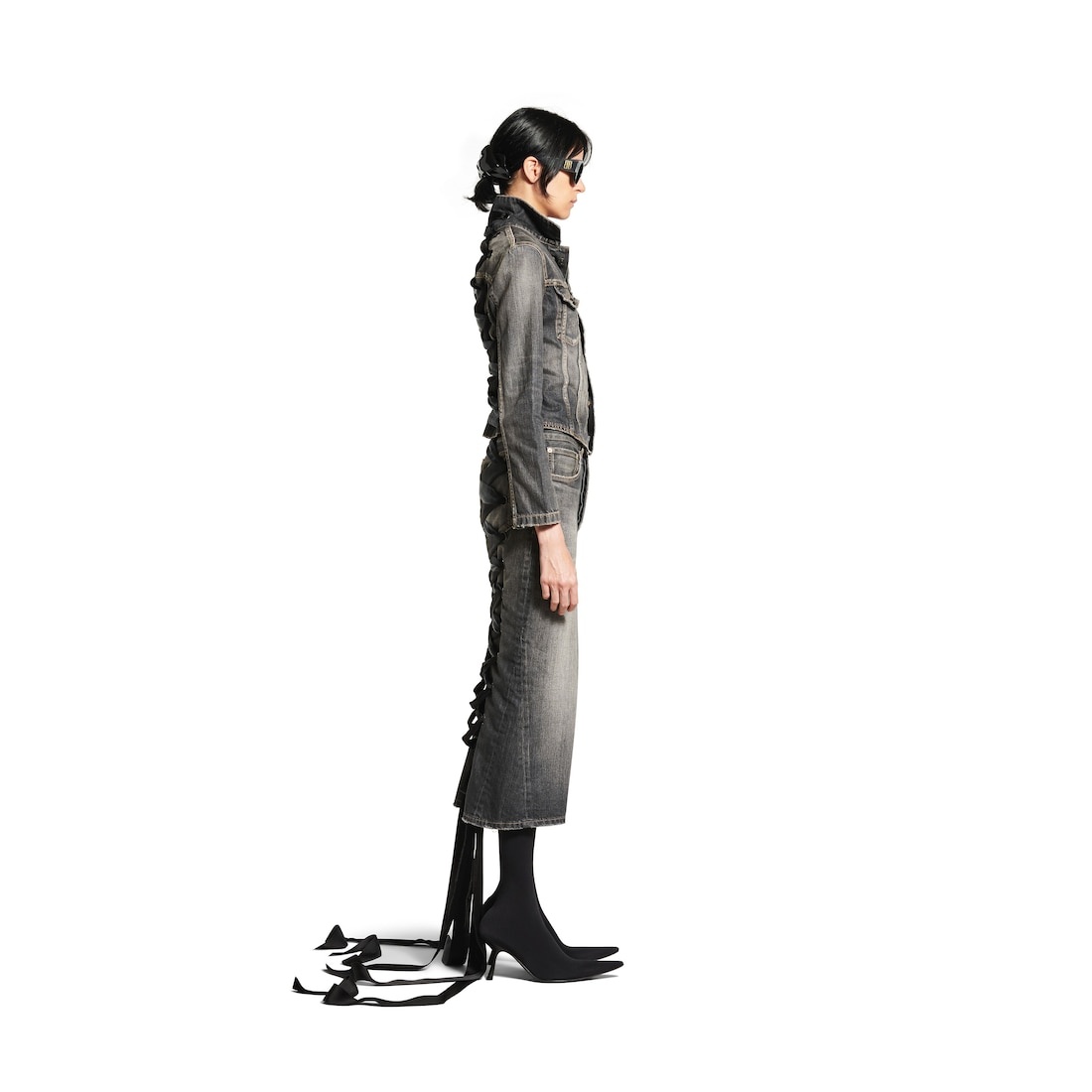 Women's Lace-up Jacket in Dark Grey - 4