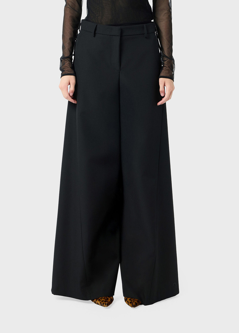 Blumarine SUPERWIDE-LEG PANTS IN GRAIN DE POUDRE WOOL outlook