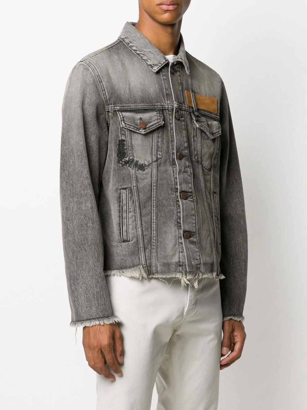 distressed-effect denim jacket - 3