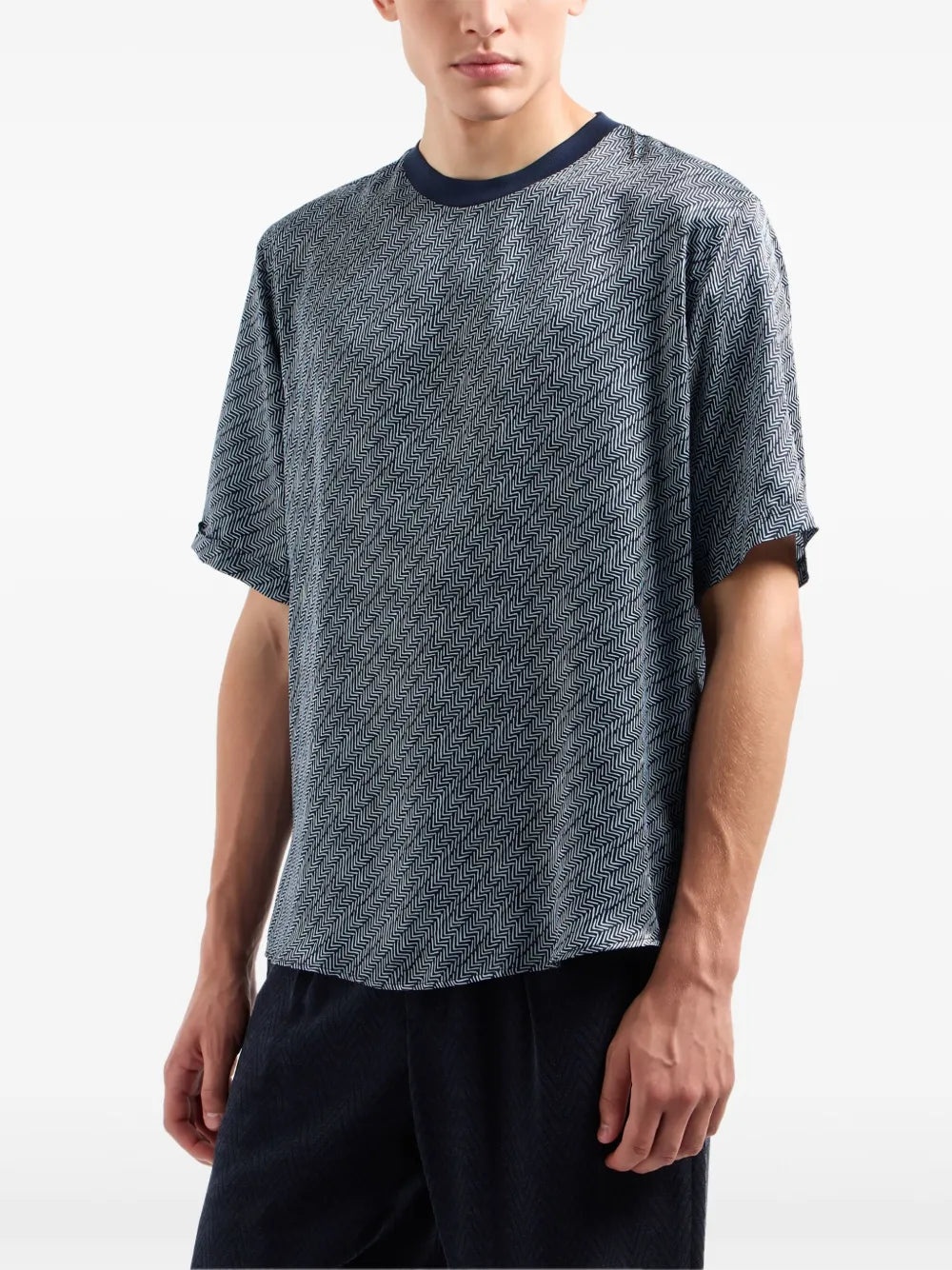 CHEVRON-PRINT SILK T-SHIRT - 2